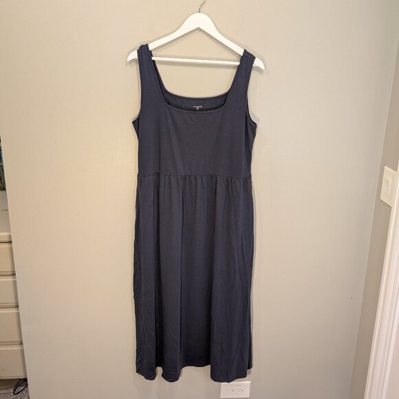 Garnet Hill Tencel Dress Grey Summer Beach Vacation Brunch Casual Layer - Size L - Picture 1 of 9